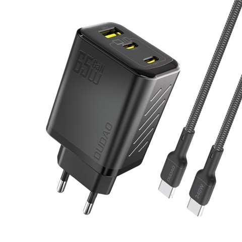 Ładowarka sieciowa GaN z kablem USB-C 1m 65W - czarna DUDAO