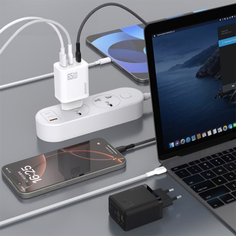 Ładowarka sieciowa GaN z kablem USB-C 1m 65W - czarna DUDAO
