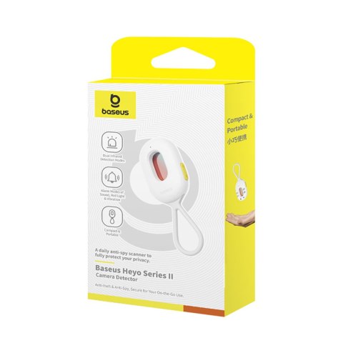 Wykrywacz ukrytych kamer z alarmem mini latarką kablem USB-A - USB-C - biały BASEUS
