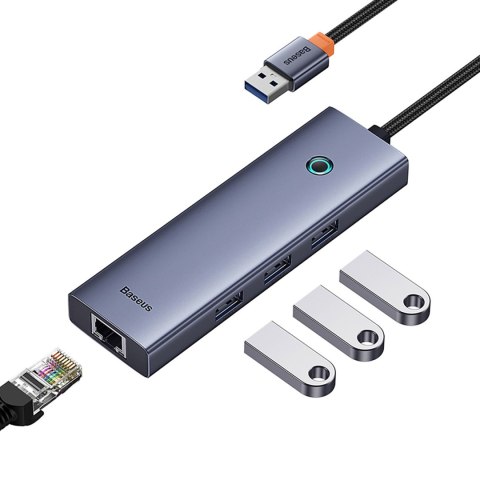 4w1 HUB adapter USB-A RJ45 - szary BASEUS