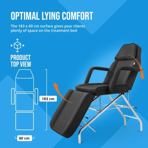 Fotel kosmetyczny do masażu tatuażu SPA MATERA - czarny Physa