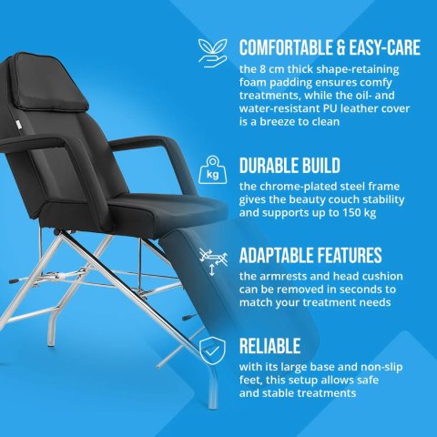 Fotel kosmetyczny do masażu tatuażu SPA MATERA - czarny Physa