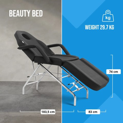 Fotel kosmetyczny do masażu tatuażu SPA MATERA - czarny Physa