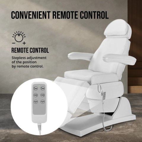 Fotel kosmetyczny do tatuażu masażu spa elektryczny 3 silniki 200 W LATINA - biały Physa