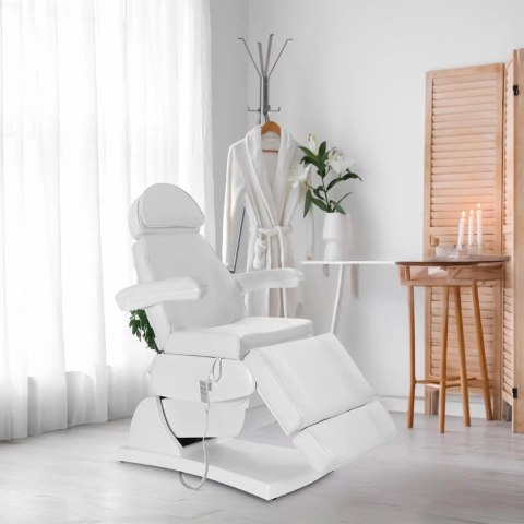 Fotel kosmetyczny do tatuażu masażu spa elektryczny 3 silniki 200 W LATINA - biały Physa
