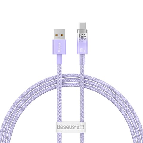 Kabel przewód Explorer z czujnikiem temperatury USB-A USB-C 100W 1m - fioletowy BASEUS