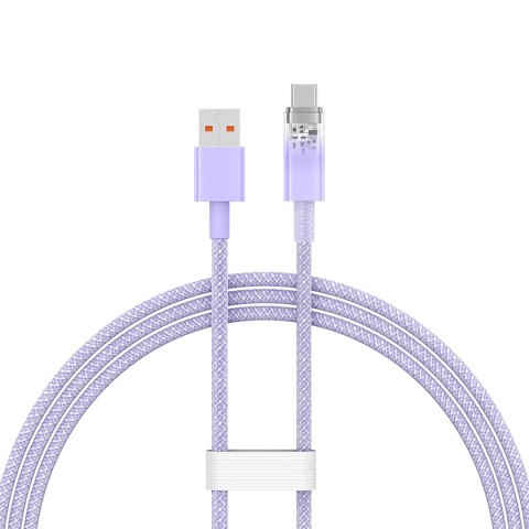 Kabel przewód Explorer z czujnikiem temperatury USB-A USB-C 100W 1m - fioletowy BASEUS