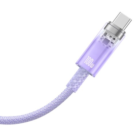 Kabel przewód Explorer z czujnikiem temperatury USB-A USB-C 100W 1m - fioletowy BASEUS