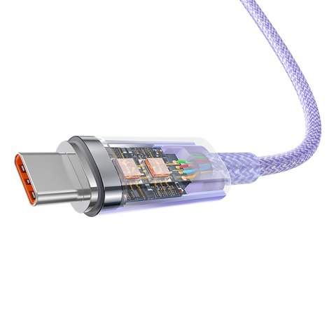 Kabel przewód Explorer z czujnikiem temperatury USB-A USB-C 100W 1m - fioletowy BASEUS