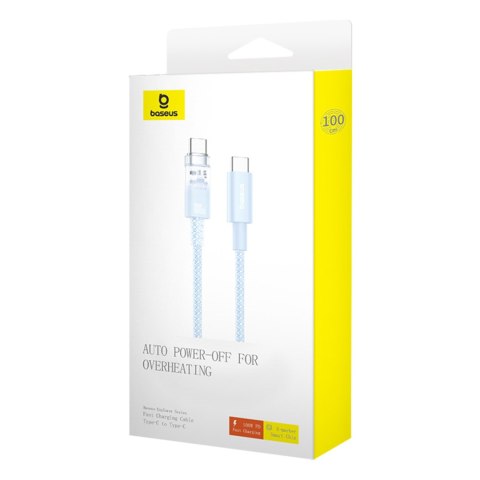 Kabel przewód Explorer z czujnikiem temperatury USB-C 100W 1m - niebieski BASEUS