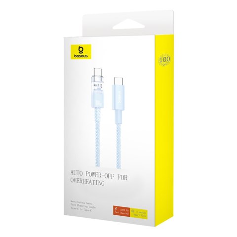 Kabel przewód Explorer z czujnikiem temperatury USB-C 100W 2m - niebieski BASEUS