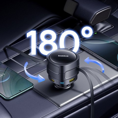 Ładowarka samochodowa ze zwijanymi kablami USB-C USB-A 90W BASEUS