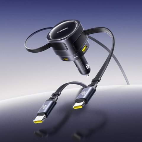 Ładowarka samochodowa ze zwijanymi kablami USB-C USB-A 90W BASEUS