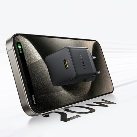 Ładowarka sieciowa Palm 1C 20W z kablem USB-C 60W 1m - czarna BASEUS
