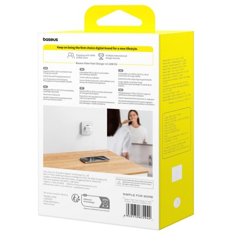 Ładowarka sieciowa Palm 20W USB-C - biała BASEUS