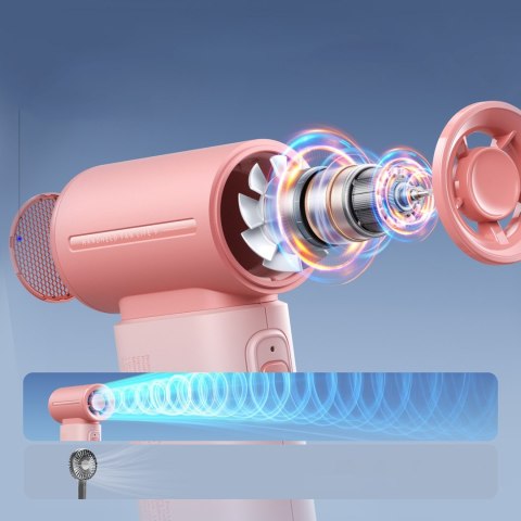 Mini dmuchawa wiatrak wentylator przenośny USB-C 5000mAh - różowy Jisulife