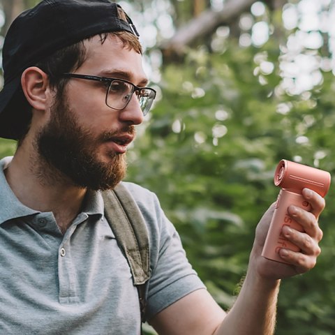 Mini dmuchawa wiatrak wentylator przenośny USB-C 5000mAh - różowy Jisulife