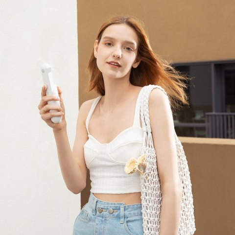 Mini wentylator wiatrak przenośny z funkcją powerbanka latarką USB-A USB-C 2000mAh - biały Jisulife