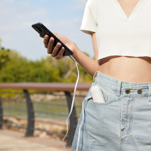 Mini wentylator wiatrak przenośny z funkcją powerbanka latarką USB-A USB-C 2000mAh - biały Jisulife