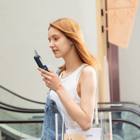 Mini wentylator wiatrak przenośny z funkcją powerbanka latarką USB-A USB-C 2000mAh - niebieski Jisulife