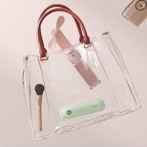 Mini wentylator wiatrak przenośny z funkcją powerbanka latarką USB-A USB-C 2000mAh - zielony Jisulife