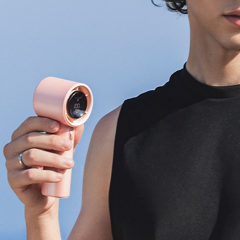 Mini wiatrak wentylator dmuchawa przenośna - 3600mAh - różowy Jisulife
