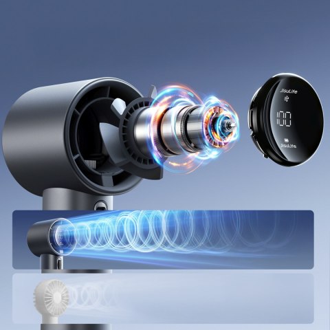 Mini wiatrak wentylator przenośny metalowy USB-C 5000mAh - ciemnoszary Jisulife