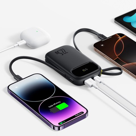 Powerbank 10000mAh 22.5W z wyświetlaczem kablami USB-C iPhone Lightning - czarny BASEUS