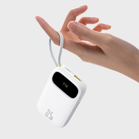 Powerbank 20000mAh 22.5W z wyświetlaczem kablami USB-C iPhone Lightning - biały BASEUS