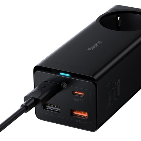 Stacja ładująca przedłużacz GaN3 USB-C USB-A gniazdo EU z kablem USB-C 100W 1m BASEUS