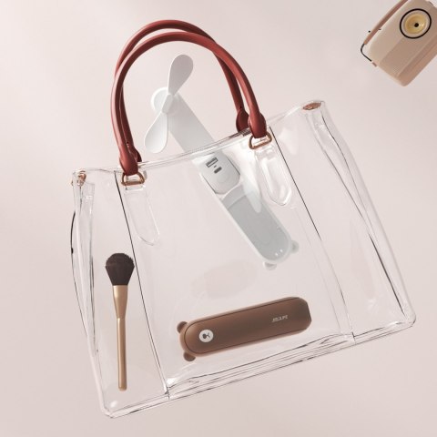 Wiatrak przenośny mini wentylator powerbank latarka USB-A USB-C 4500mAh - brązowy Jisulife