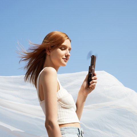 Wiatrak przenośny mini wentylator powerbank latarka USB-A USB-C 4500mAh - brązowy Jisulife