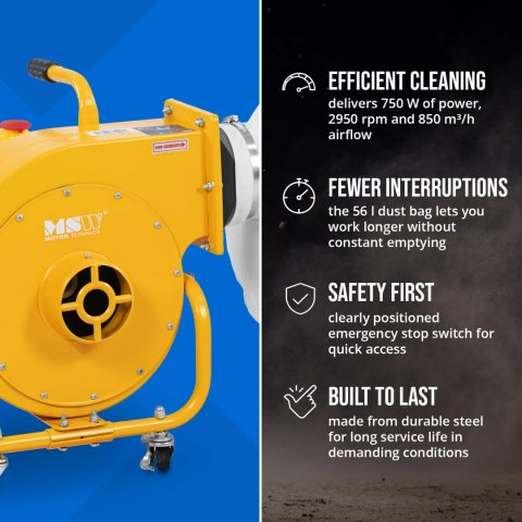 Odciąg pochłaniacz do pyłu trocin wiórów 56 l 850 m3/h MSW