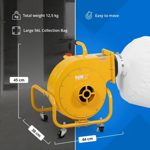 Odciąg pochłaniacz do pyłu trocin wiórów 56 l 850 m3/h MSW