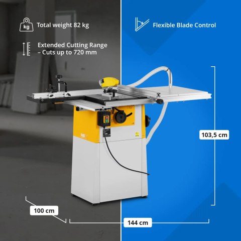 Piła pilarka tarczowa stołowa do drewna śr. 200 mm 400 V 1100 W MSW