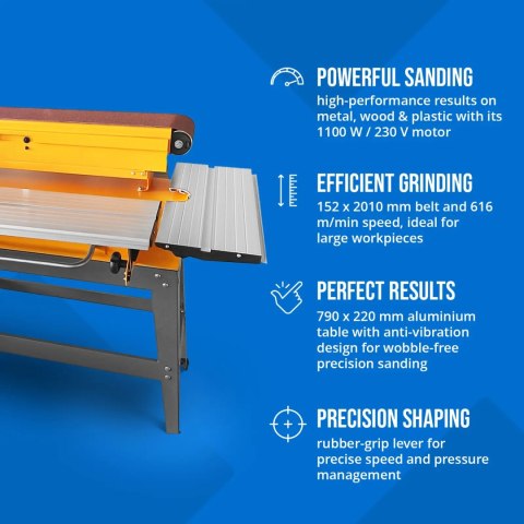 Szlifierka taśmowa stołowa do drewna metalu krawędzi 230 V 1100 W MSW