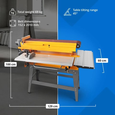 Szlifierka taśmowa stołowa do drewna metalu krawędzi 230 V 1100 W MSW