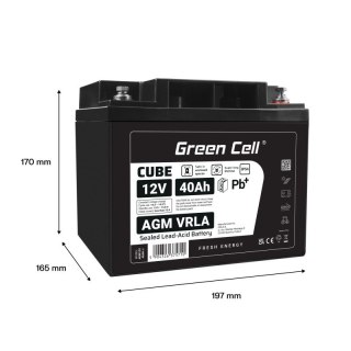 Akumulator AGM VRLA 12V 40Ah IP54 Green Cell