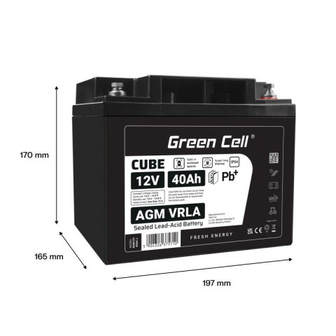 Akumulator AGM VRLA 12V 40Ah IP54 Green Cell