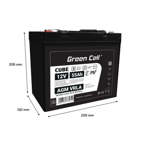 Akumulator AGM VRLA 12V 55Ah IP54 Green Cell