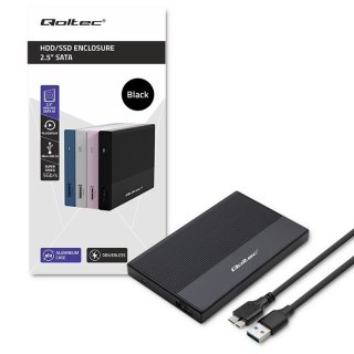 Obudowa | Kieszeń na dysk SSD HDD 2.5 cala | SATA | USB 3.0 | Super speed 5Gb/s | 2TB | Czarna Qoltec