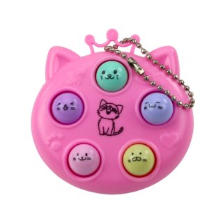 Brelok Mini Gra Zręcznościowa Wac A Mole Kotki Fioletowy Różowy Żółty LEAN TOYS