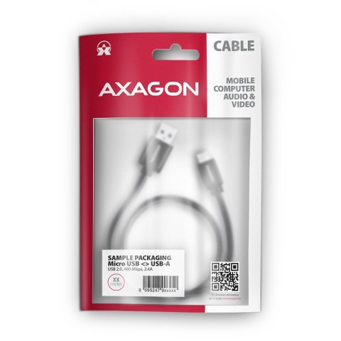 BUMM-AM15AB Kabel MicroUSB - USB-A, 1.5m, USB 2.0, 2.4A, ALU, oplot, Czarny AXAGON