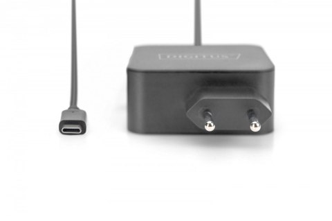Ładowarka sieciowa zasilacz 1x USB-C PD 3.0 max. 65W zintegrowany kabel 1,2m Czarna Digitus