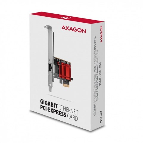PCEE-GIX Karta sieciowa PCIe 1x Gigabit Ethernet port (RJ-45), Intel i210AT, PXE, SP & LP AXAGON