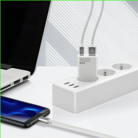 Ładowarka sieciowa SUPER SLIM QC 3.0 20W 1XUSB 1XUSB-C biała SC-340Q EverActive