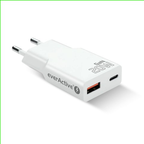 Ładowarka sieciowa SUPER SLIM QC 3.0 20W 1XUSB 1XUSB-C biała SC-340Q EverActive