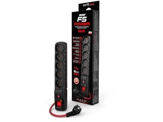Listwa zasilająca F5 Power 5m 16A (5 gniazd) czarna Acar