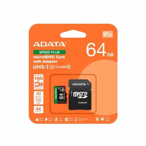Karta microSD Speed Plus 64GB UHS1 U3 V30 A2 160/140 MB/s Adata