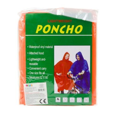 Płaszcz Peleryna Przeciwdeszczowa Wielokrotnego Użytku Pomarańczowy 132 x 203 cm LEAN